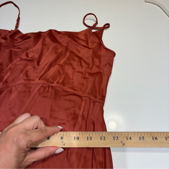 Anthropologie Burnt Orange Satin Slip Dress XS - Picture 8 of 11